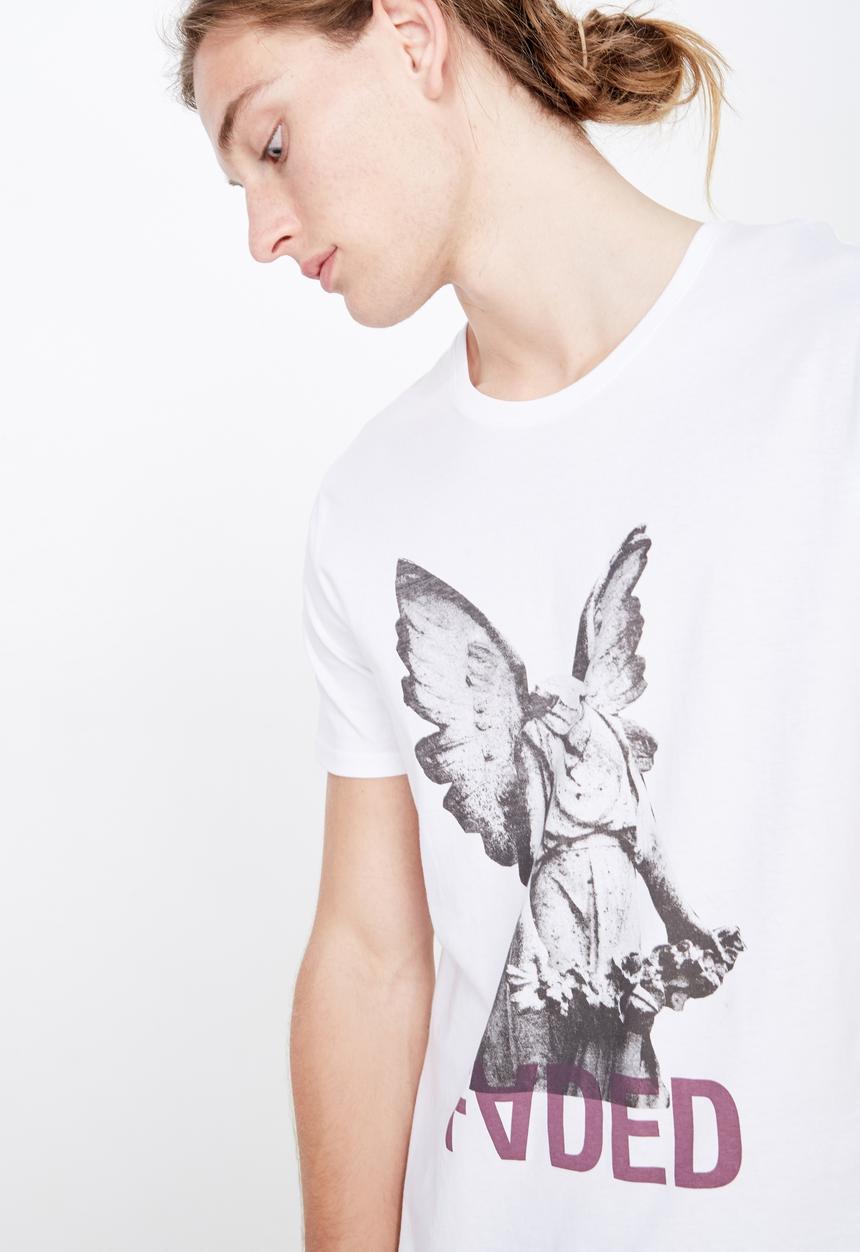 Factorie - Curved hem graphic tee - white 