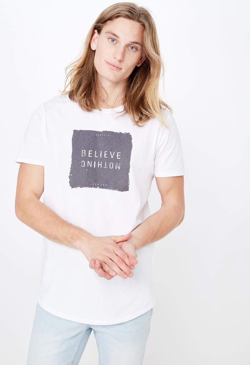 Factorie - Curved hem graphic tee - white