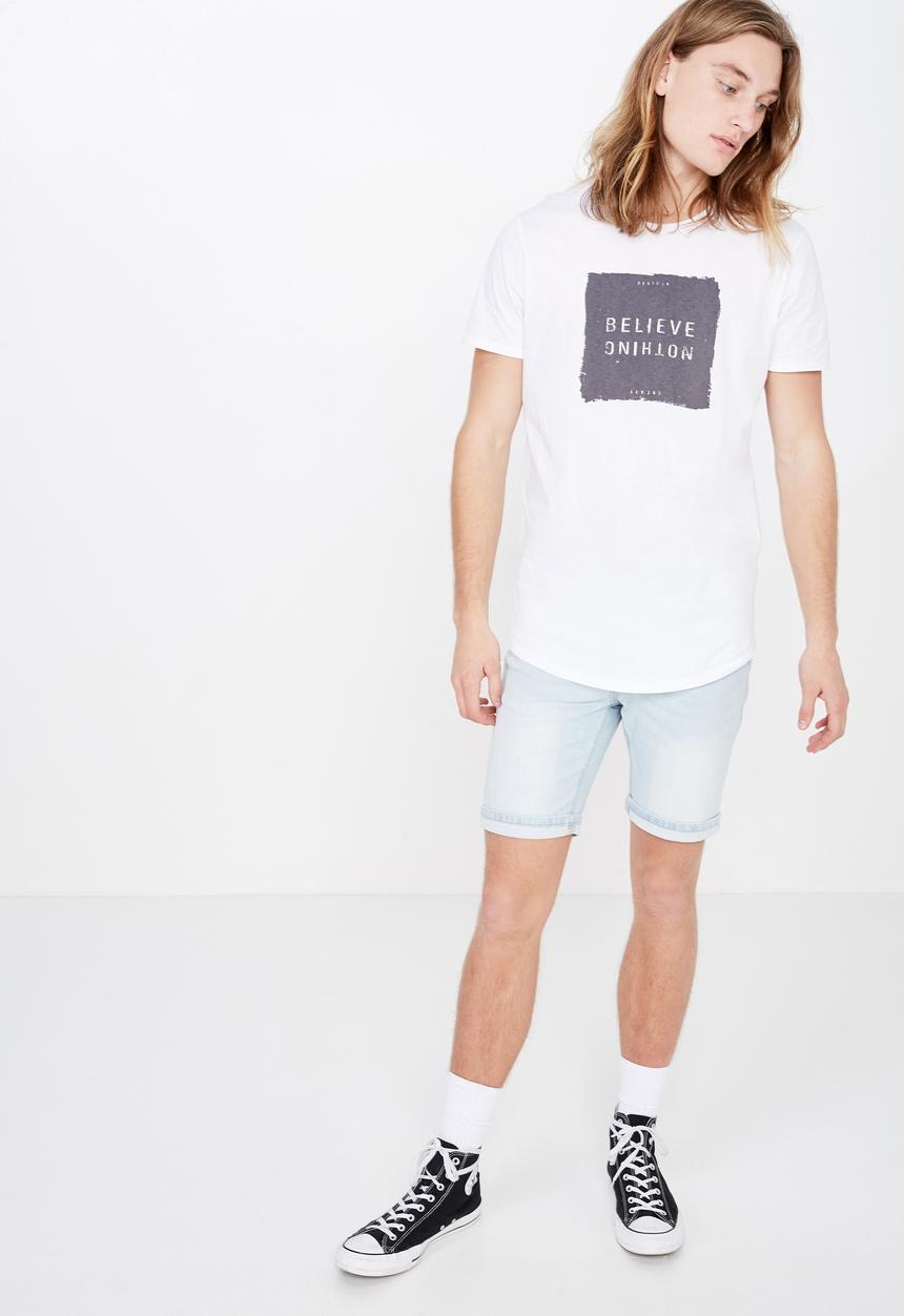 Factorie - Curved hem graphic tee - white