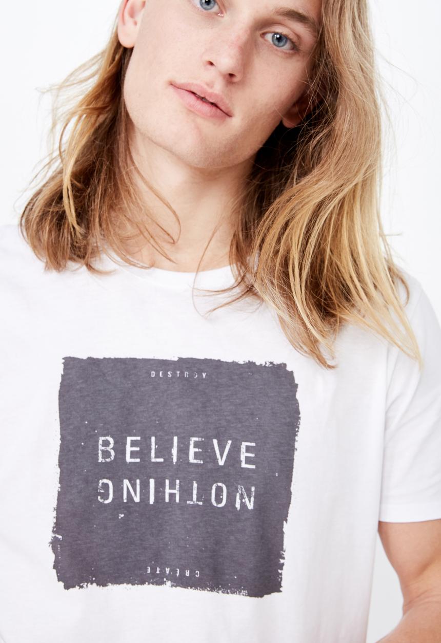 Factorie - Curved hem graphic tee - white