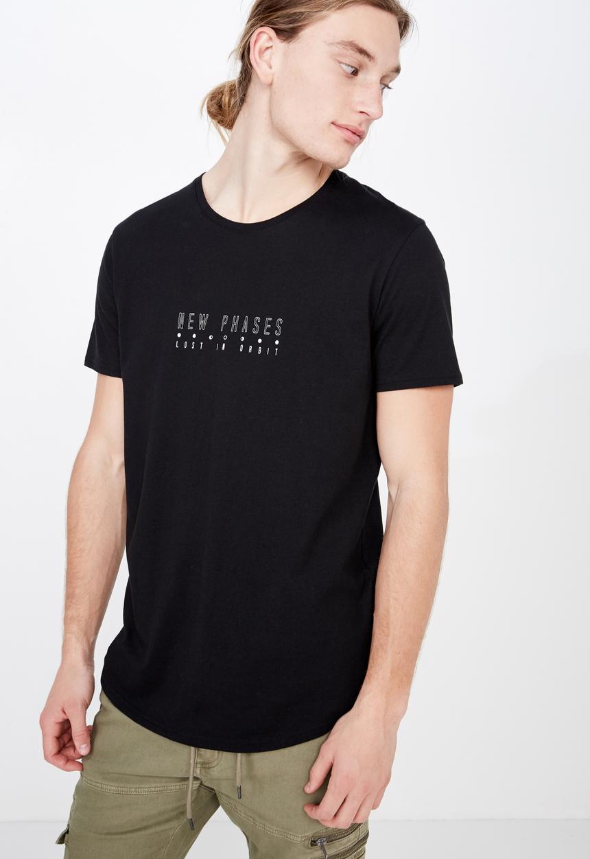 Factorie - Curved hem graphic tee - black