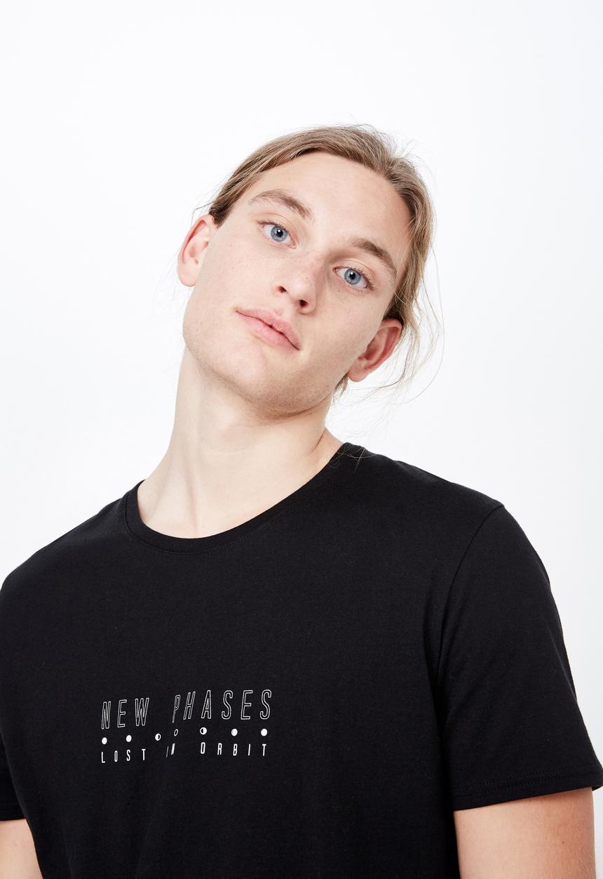 Factorie - Curved hem graphic tee - black
