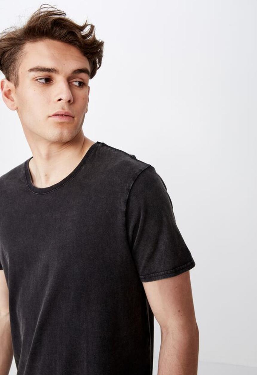 Factorie - Washed curved T-shirt - black