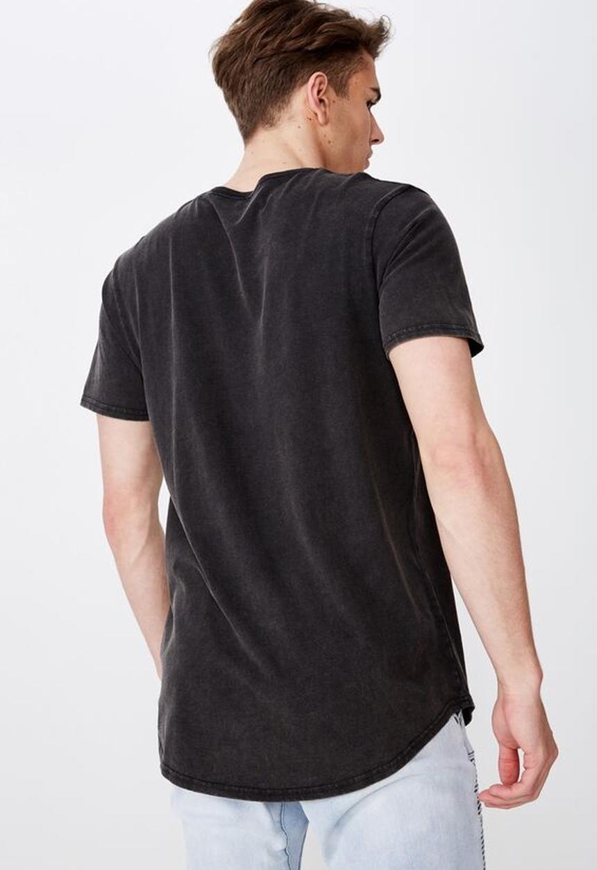 Factorie - Washed curved T-shirt - black