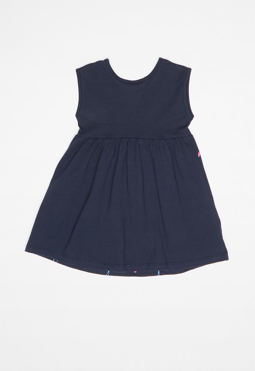 Bee Loop - Single jersey flamingo printed dress - navy & pink