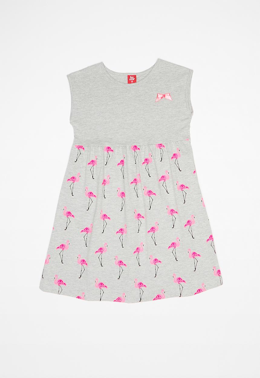 Bee Loop - Single jersey dress - grey & pink