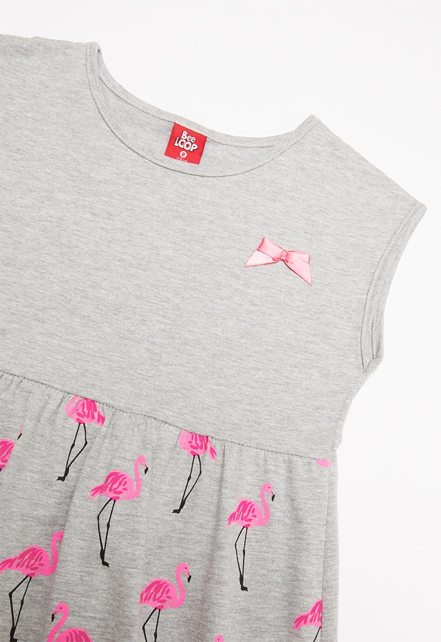 Bee Loop - Single jersey dress - grey & pink