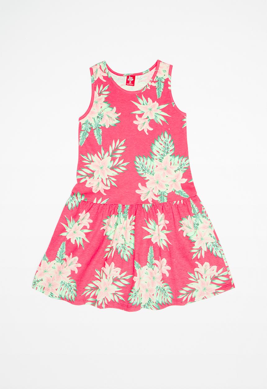 Bee Loop - Single jersey dress - pink & green