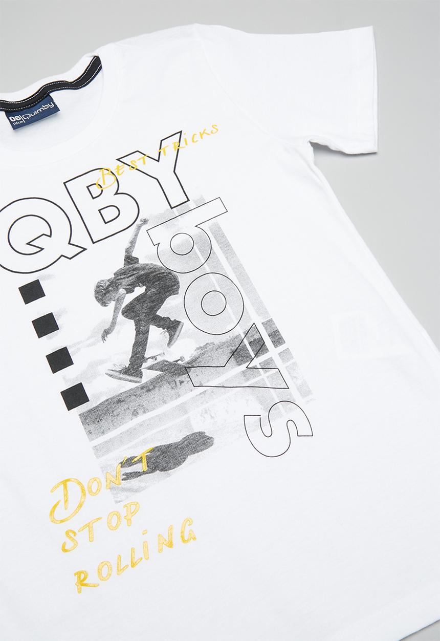 Quimby - Set - single jersey T-shirt and sweat bermuda - white & charcoal 