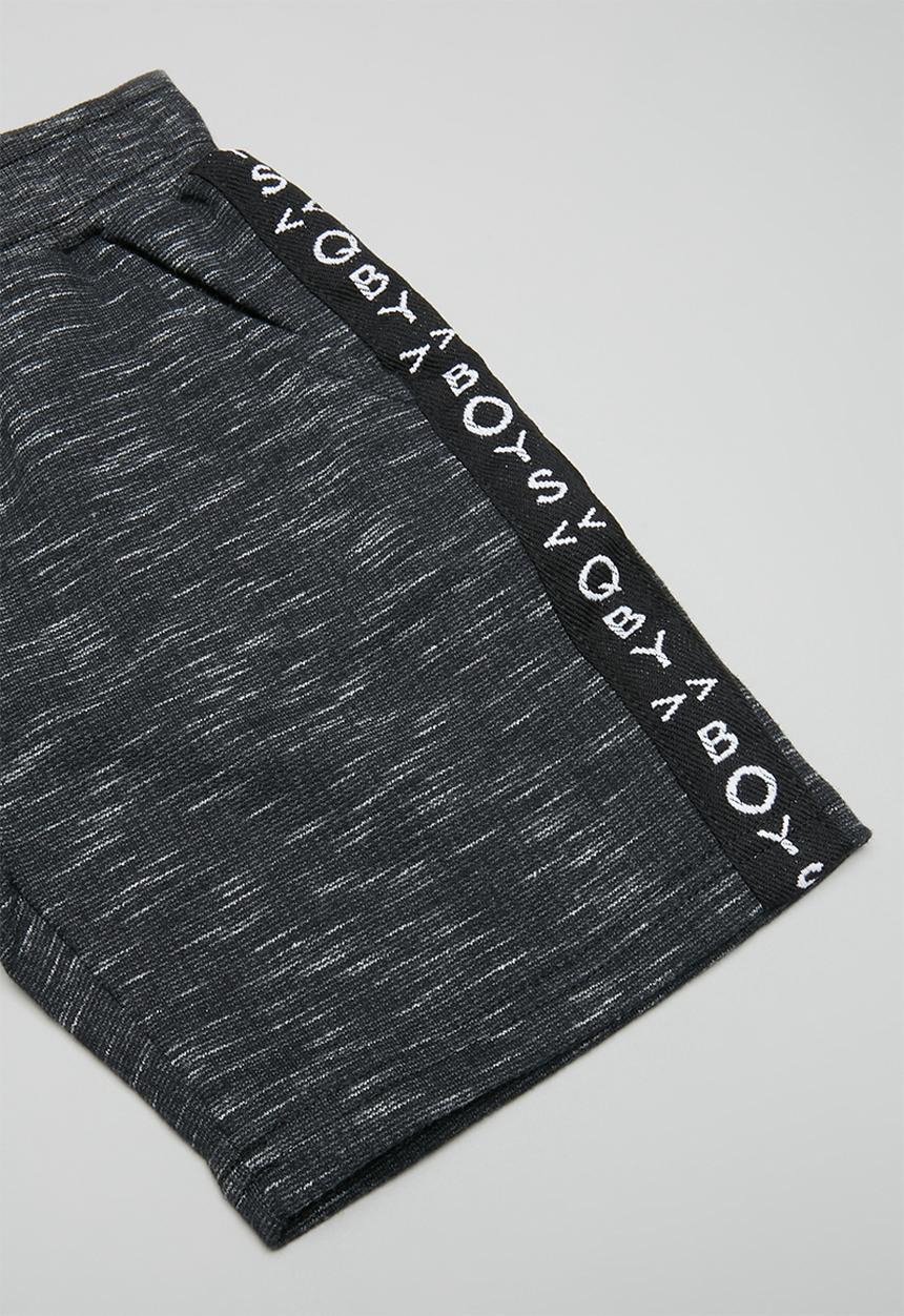 Quimby - Set - single jersey T-shirt and sweat bermuda - white & charcoal 