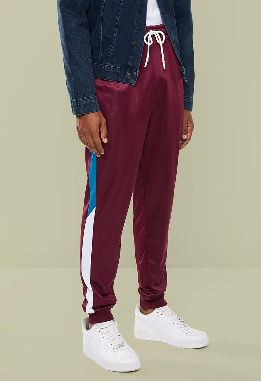 Superbalist - Slim side stripe tricot pants - burgundy