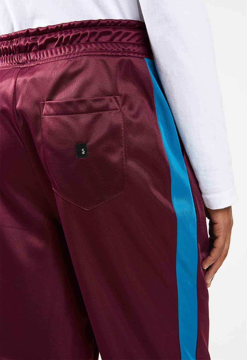 Superbalist - Slim side stripe tricot pants - burgundy