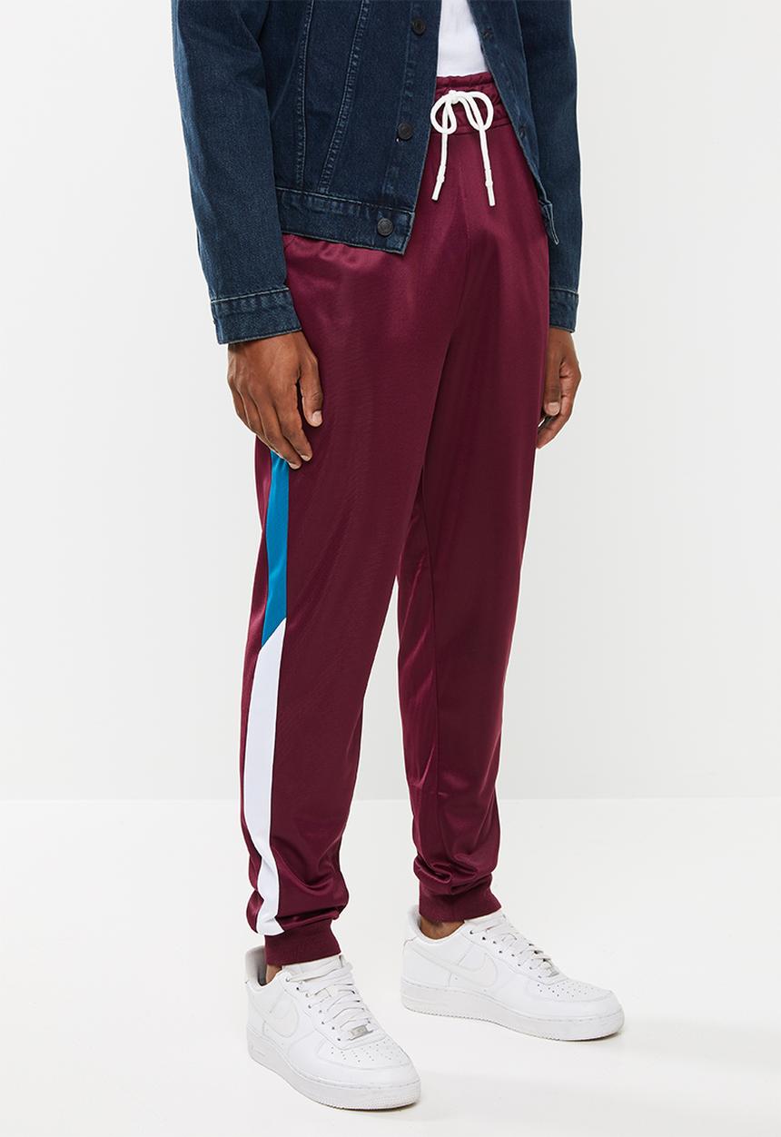 Superbalist - Slim side stripe tricot pants - burgundy