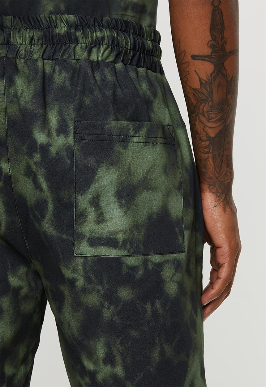 Superbalist - Tie-dye printed elastic volume shorts - green