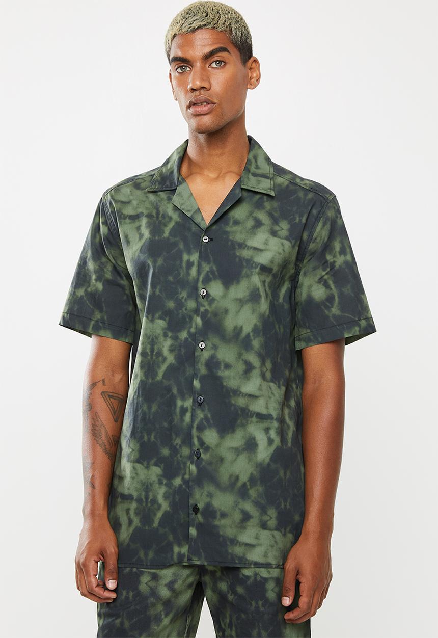Superbalist - Tie-dye printed revere collar shirt - green