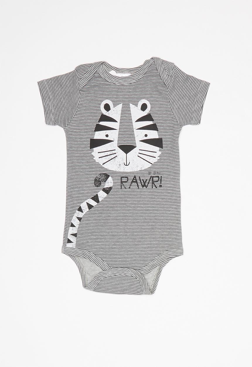 UP Baby - Soft jersey short sleeve bodysuit, pants and bib - grey