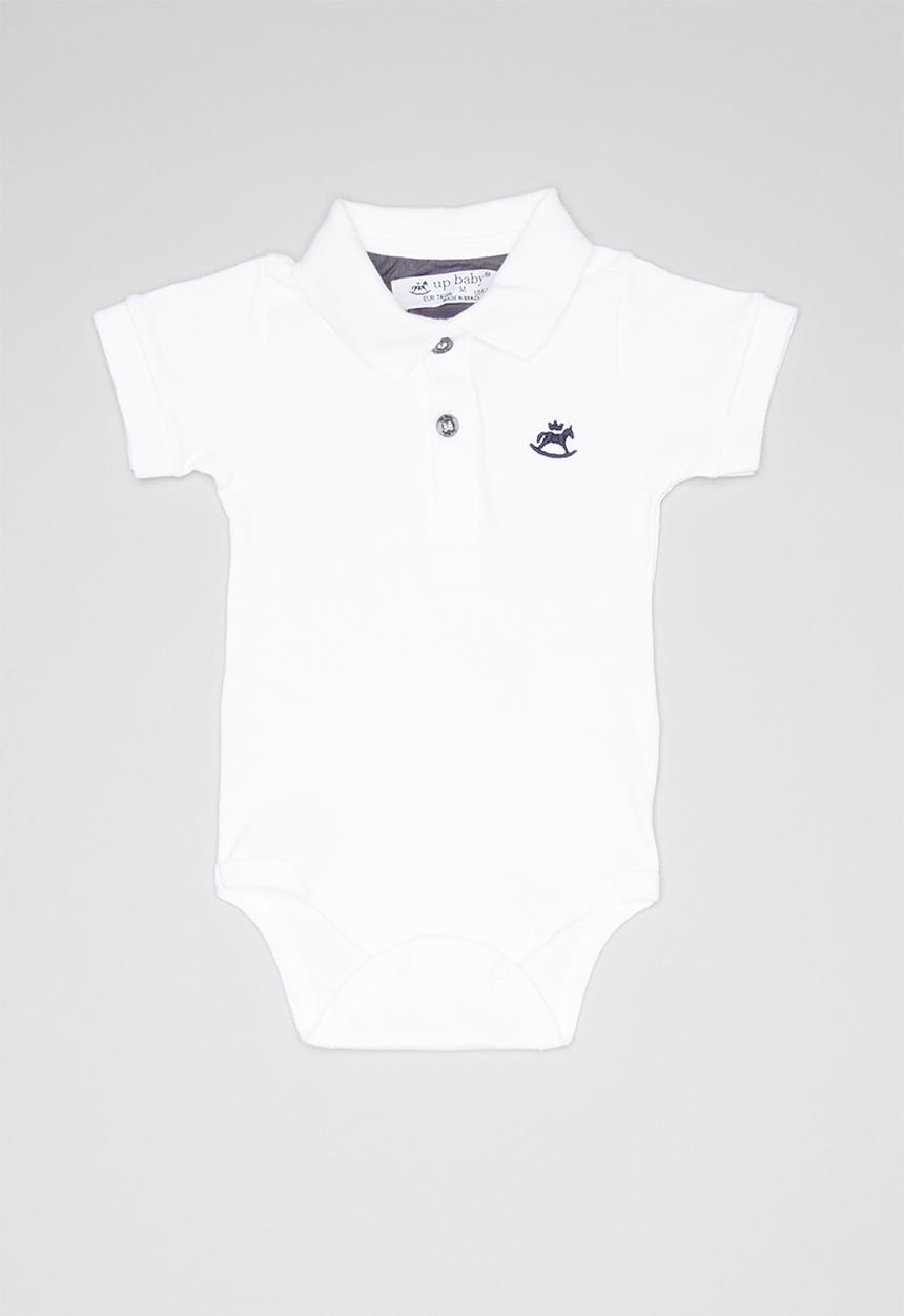 UP Baby - Soft jersey polo bodysuit - white