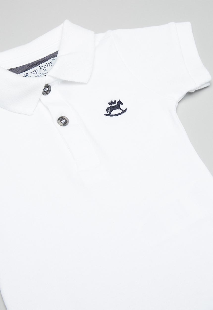 UP Baby - Soft jersey polo bodysuit - white