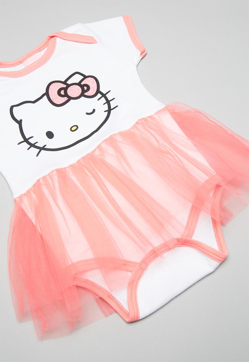 Hello Kitty - Soft jersey cotton bodysuit w/tulle - white & pink 