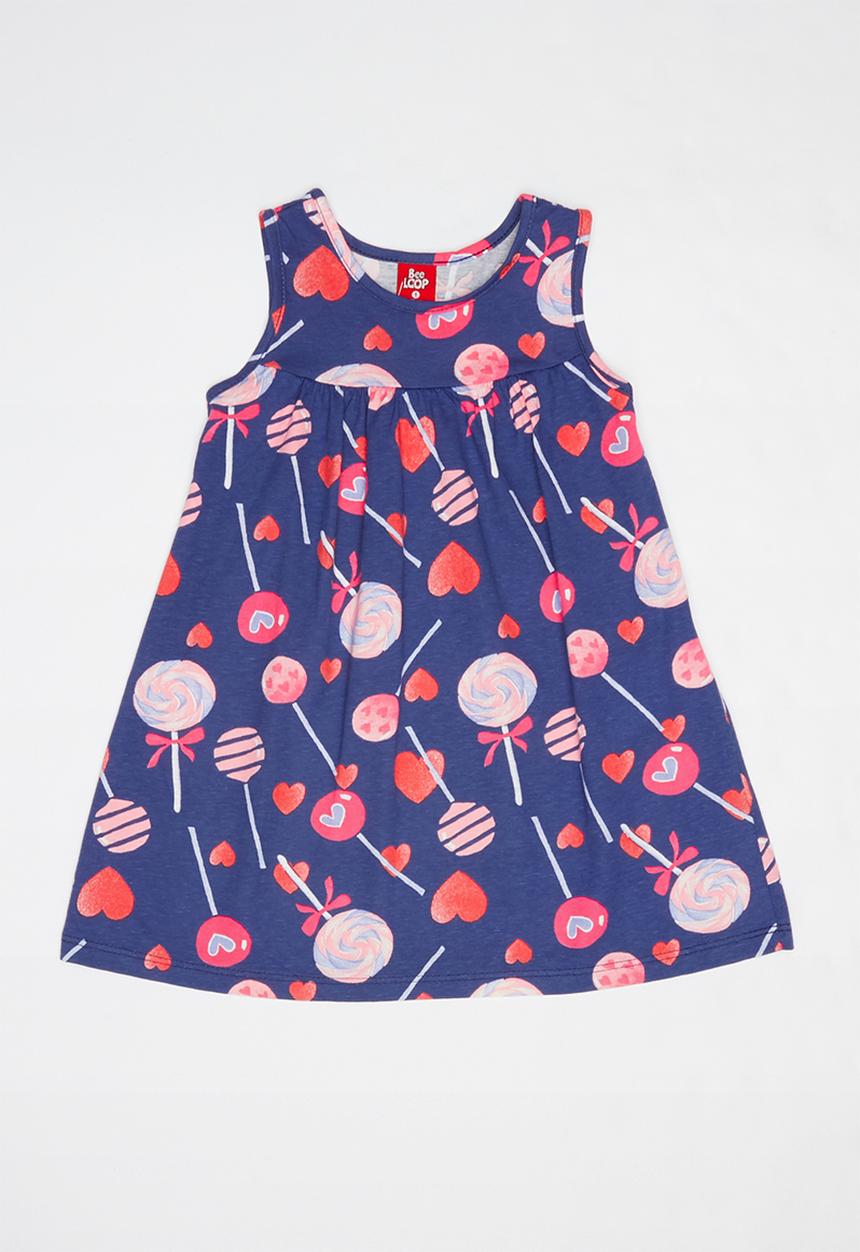 Bee Loop - Single printed jersey dress - navy