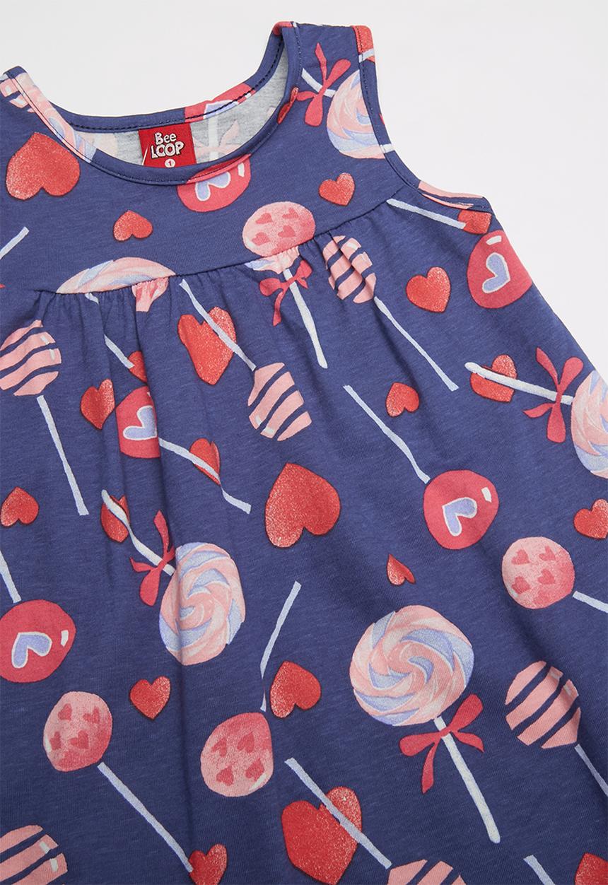 Bee Loop - Single printed jersey dress - navy