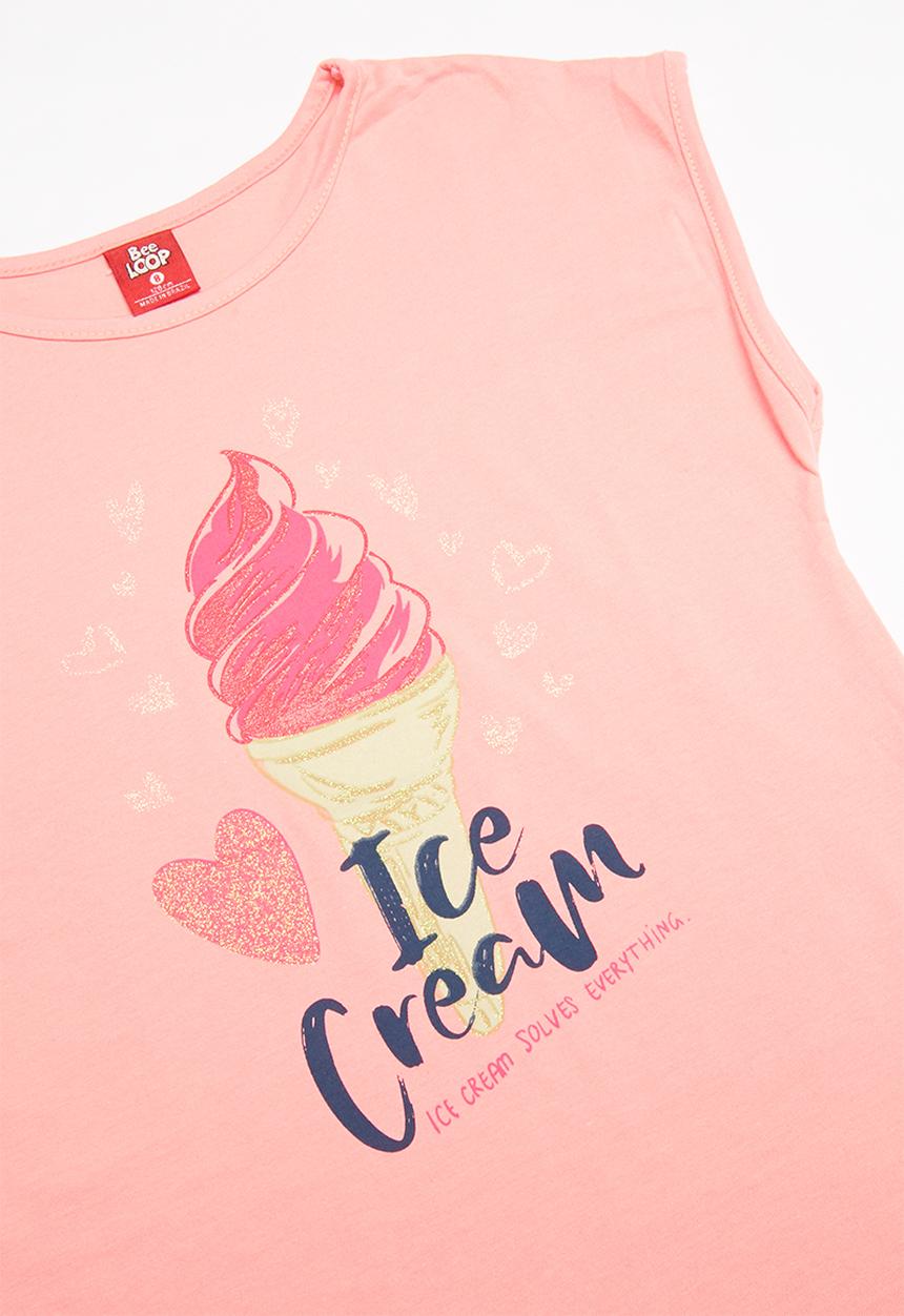 Bee Loop - Single jersey top and sweatshorts set - pink & navy