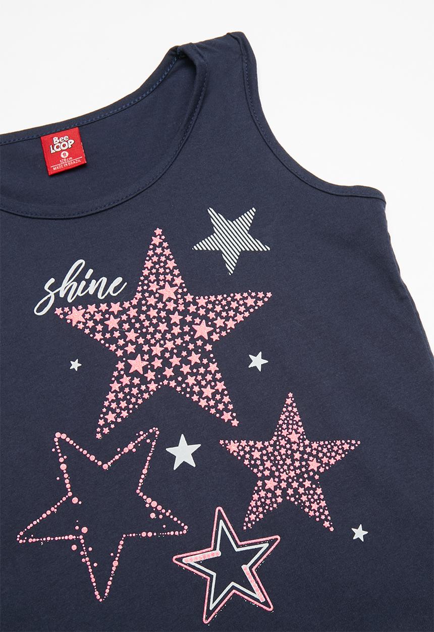 Bee Loop - Single jersey tank top and skirt-shorts set - navy & grey