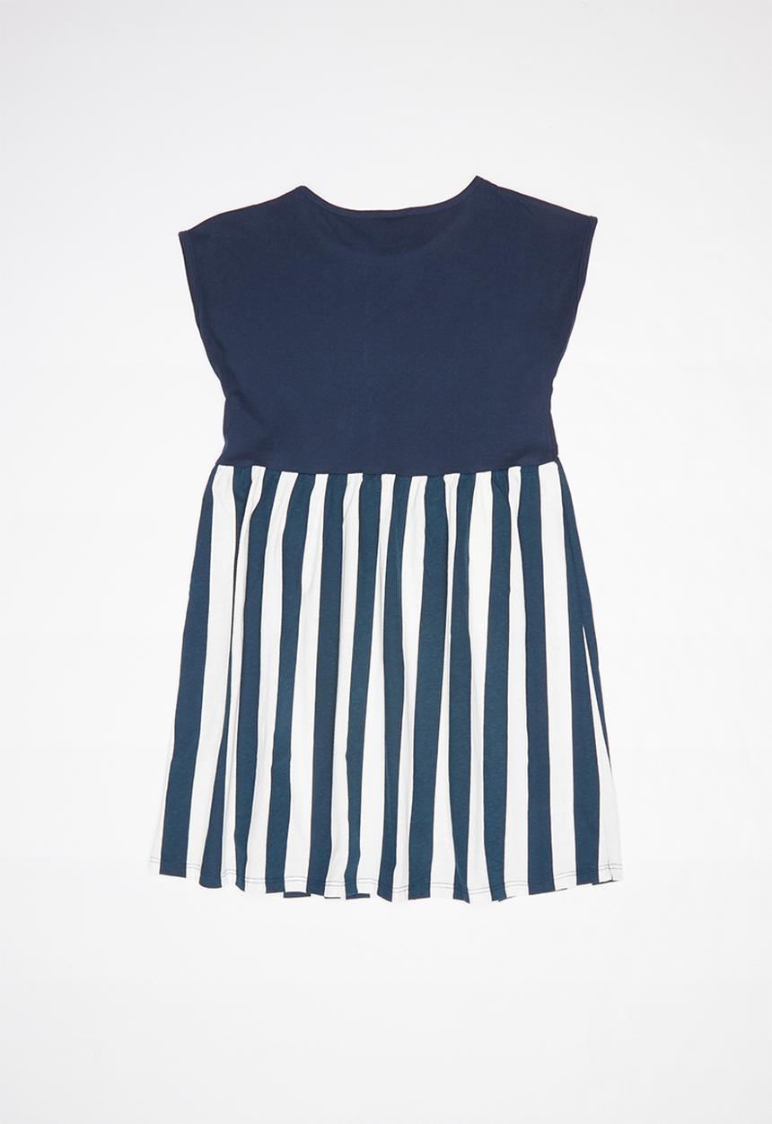 Bee Loop - Single jersey striped dress - navy