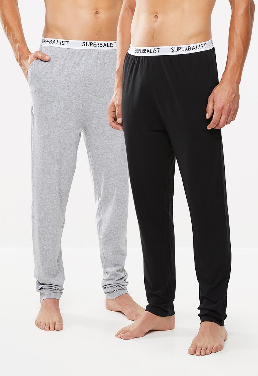 Superbalist - Knit slim fit 2 pack lounge pants - black & grey