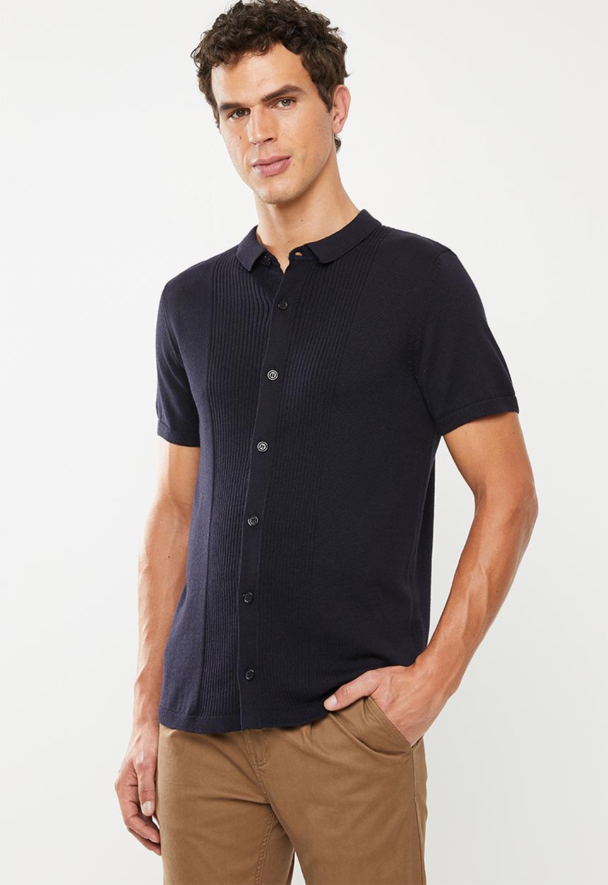 New Look - Button through revere polo - navy