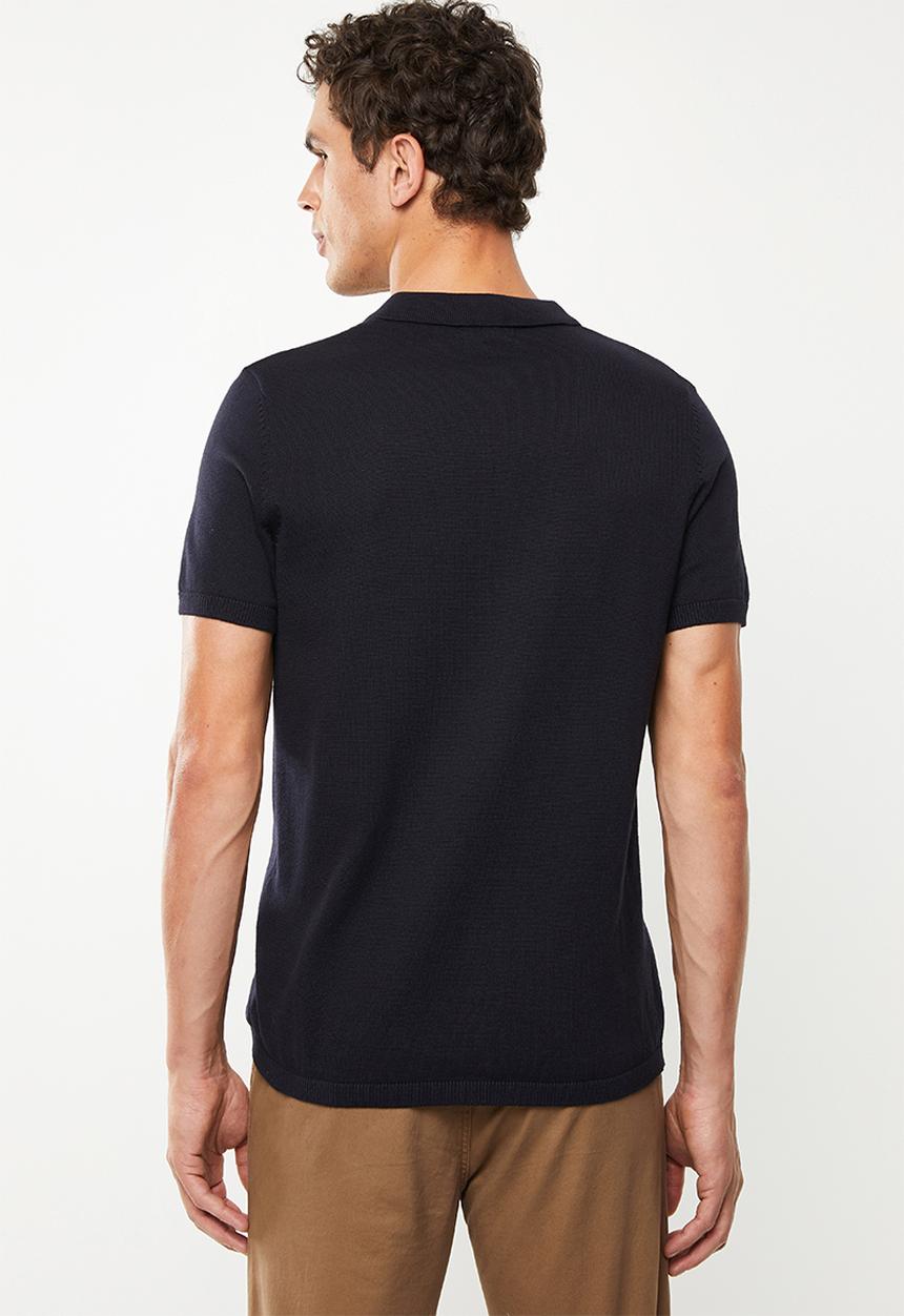 New Look - Button through revere polo - navy