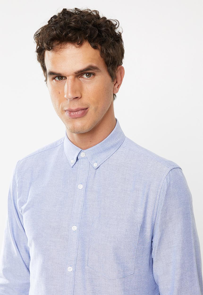 New Look - New oxford long sleeve shirt - blue