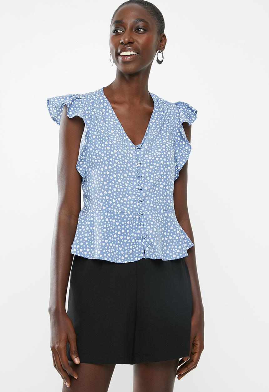 New Look - Lulu heart blouse - blue & white 