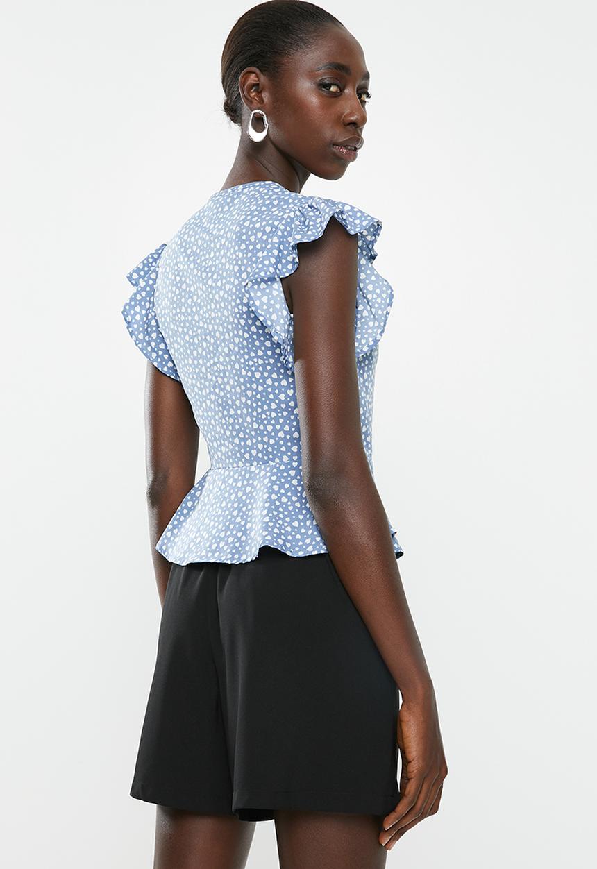 New Look - Lulu heart blouse - blue & white 