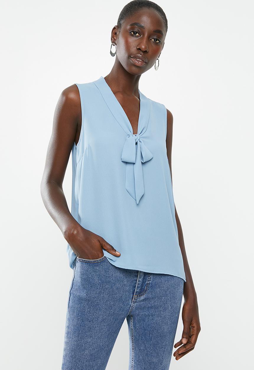 New Look - Eliza pussybow blouse - blue
