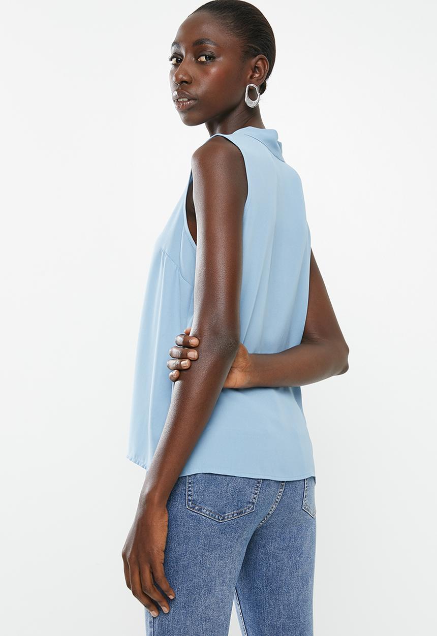 New Look - Eliza pussybow blouse - blue