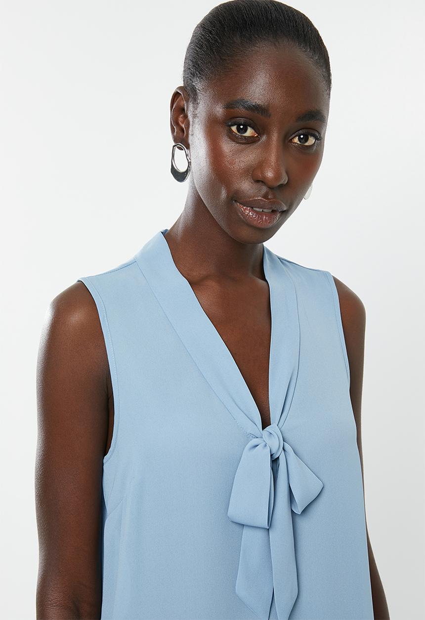 New Look - Eliza pussybow blouse - blue