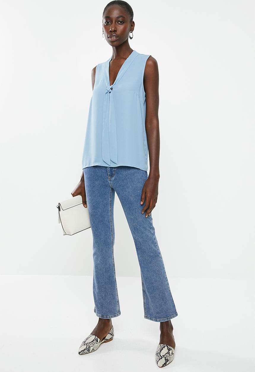 New Look - Eliza pussybow blouse - blue