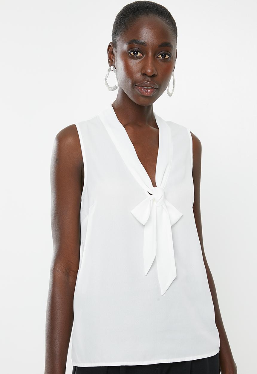 New Look - Eliza pussybow blouse - white