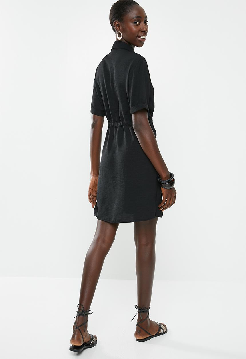 New Look - Drawstring waist shirt dress - black