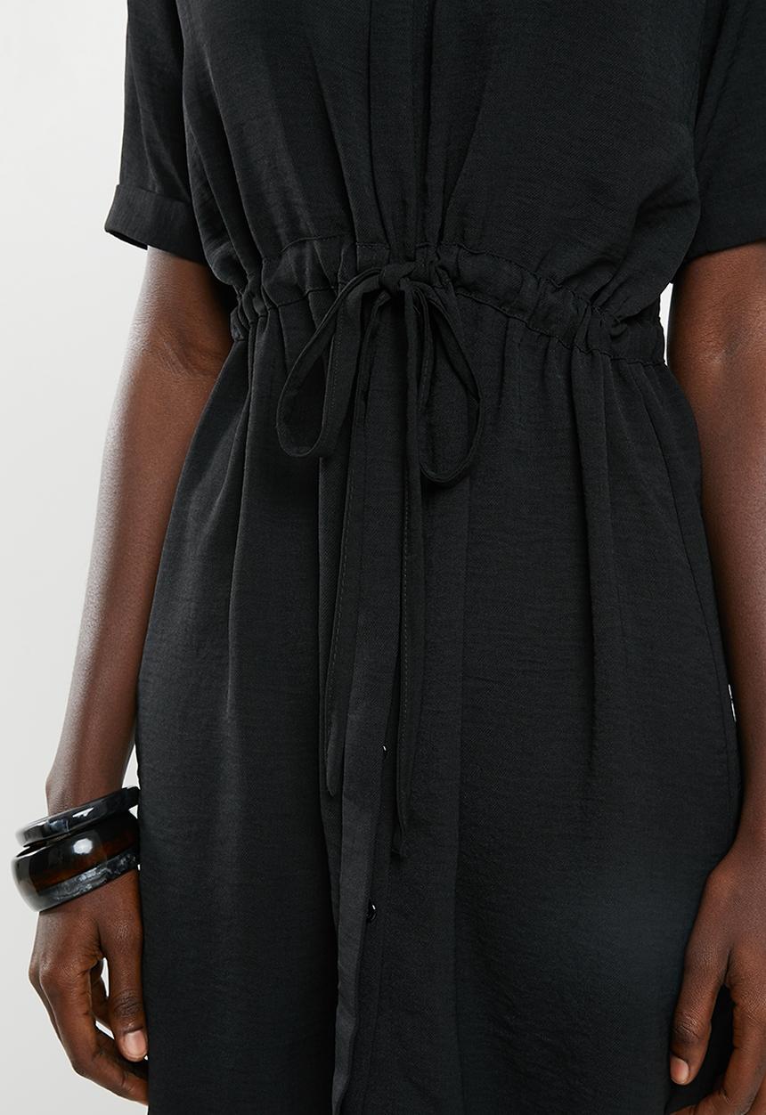 New Look - Drawstring waist shirt dress - black