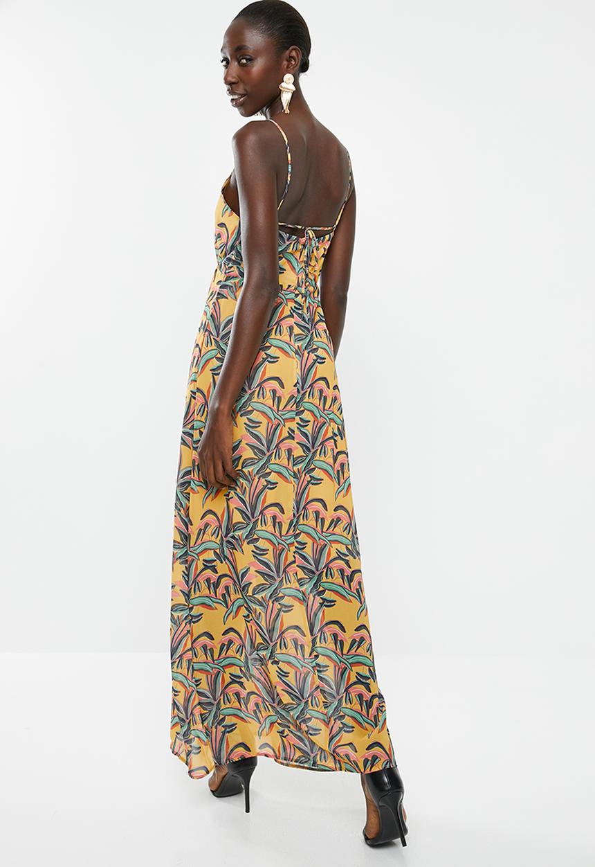 dailyfriday - Strappy deep v-neck maxi dress - multi