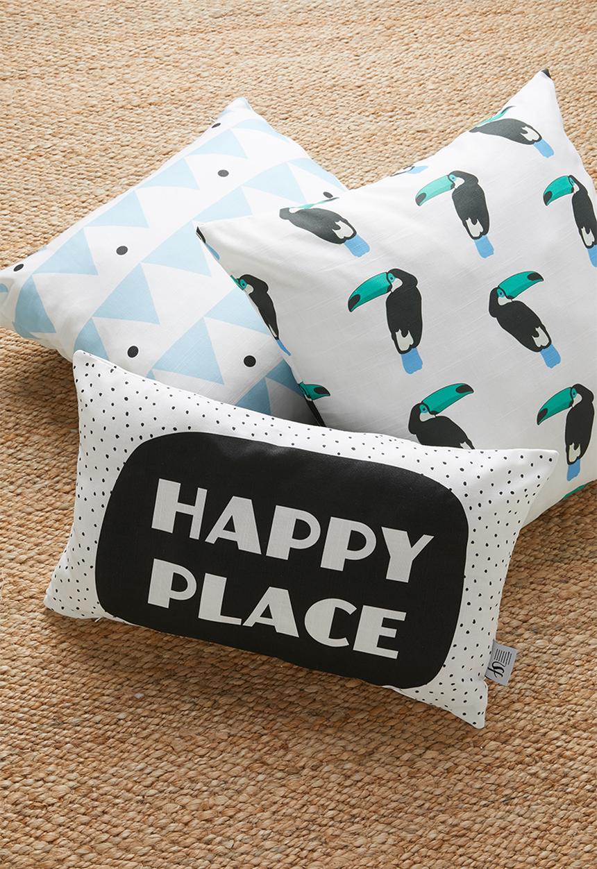 Sixth Floor - Happy cushion cover - black & white