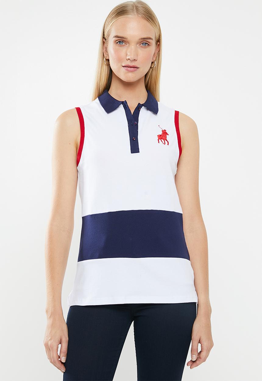 POLO - Tara sleeveless colour blocked golfer - navy & white
