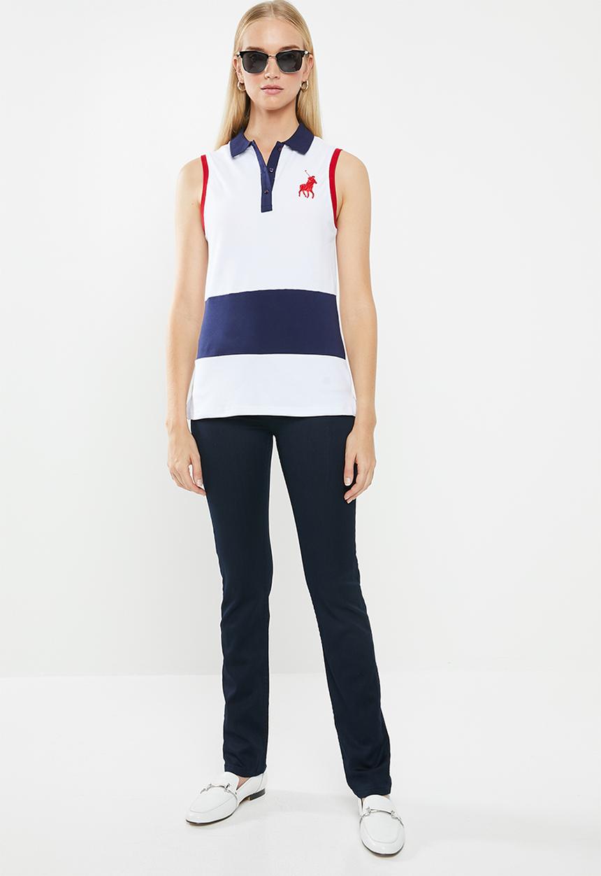POLO - Tara sleeveless colour blocked golfer - navy & white