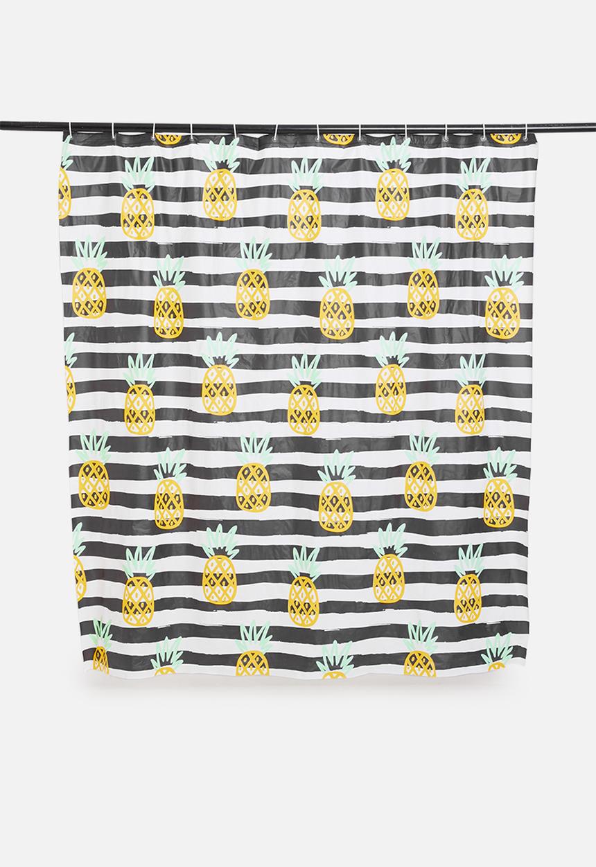 Bathroom Solutions - Pineapple shower curtain - yellow & black
