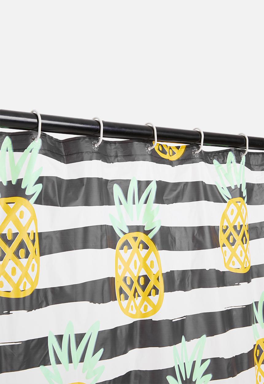 Bathroom Solutions - Pineapple shower curtain - yellow & black