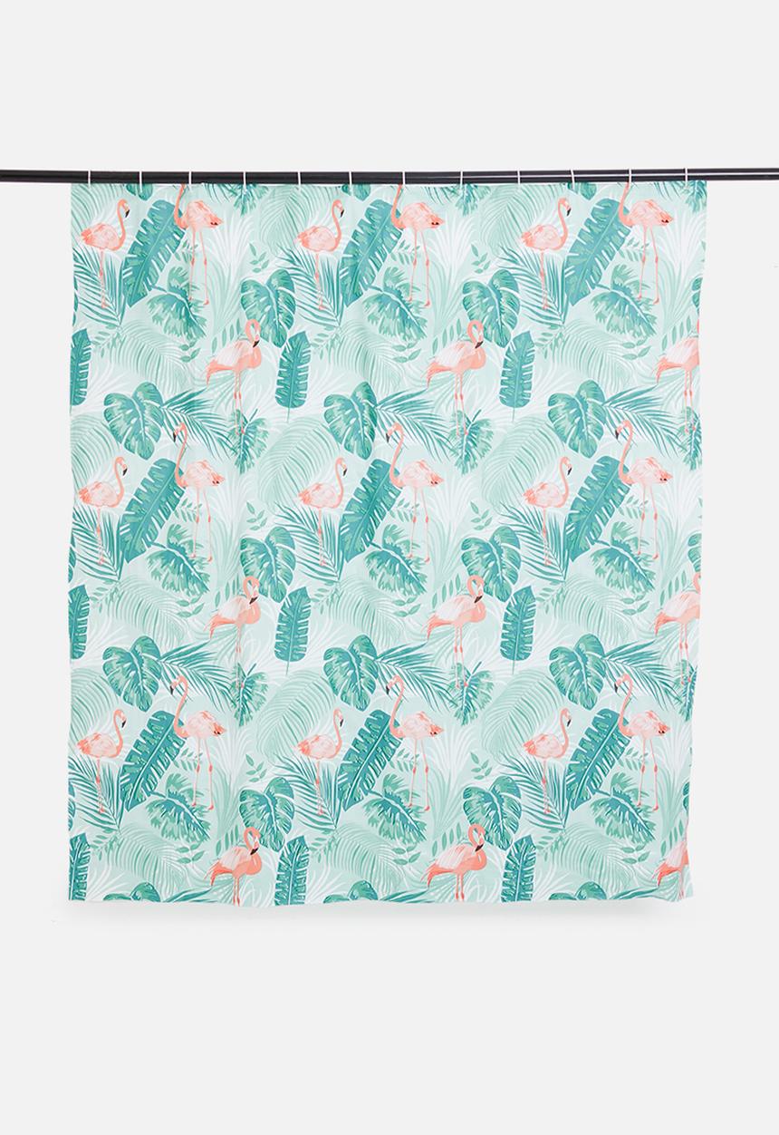Bathroom Solutions - Flamingo shower curtain - pink & blue