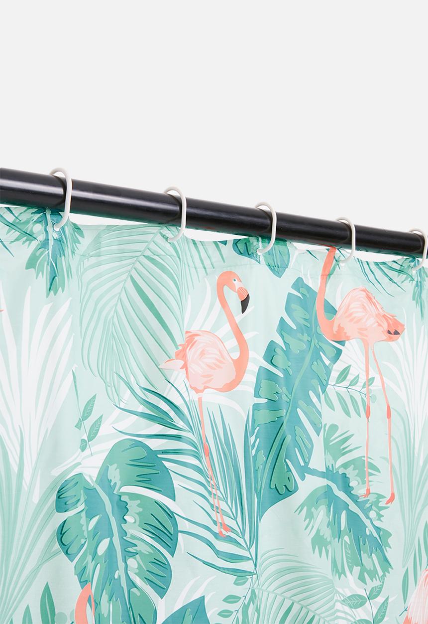 Bathroom Solutions - Flamingo shower curtain - pink & blue