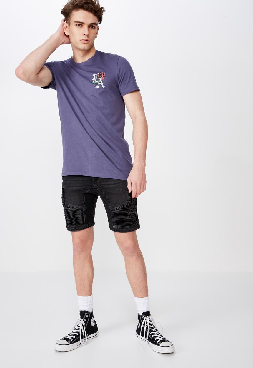 Factorie - Moto denim short - black